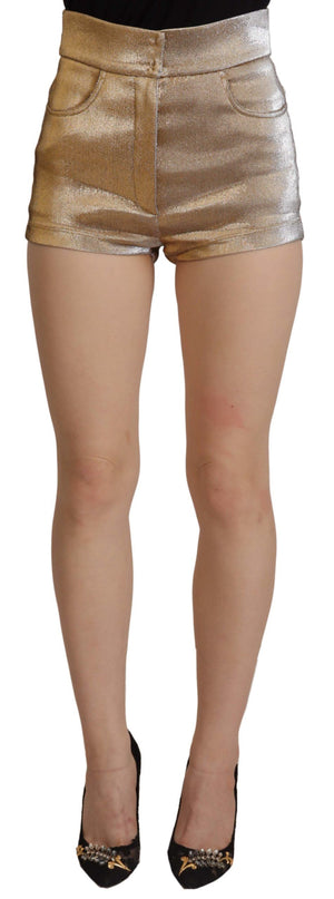 Hot Shorts aus goldener Baumwollmischung mit Glitzer