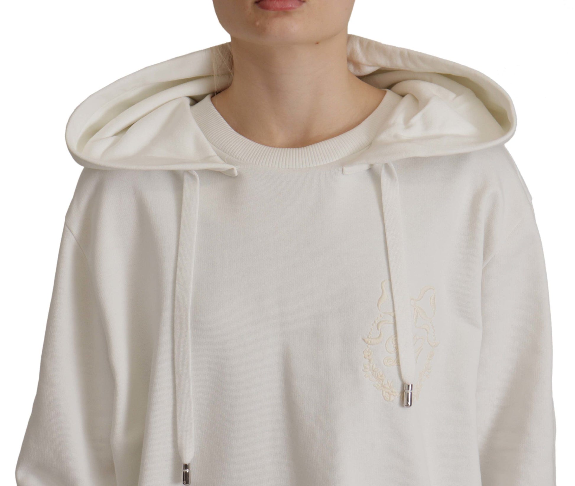 Weißer Hoodie Pullover Bestickter Pullover