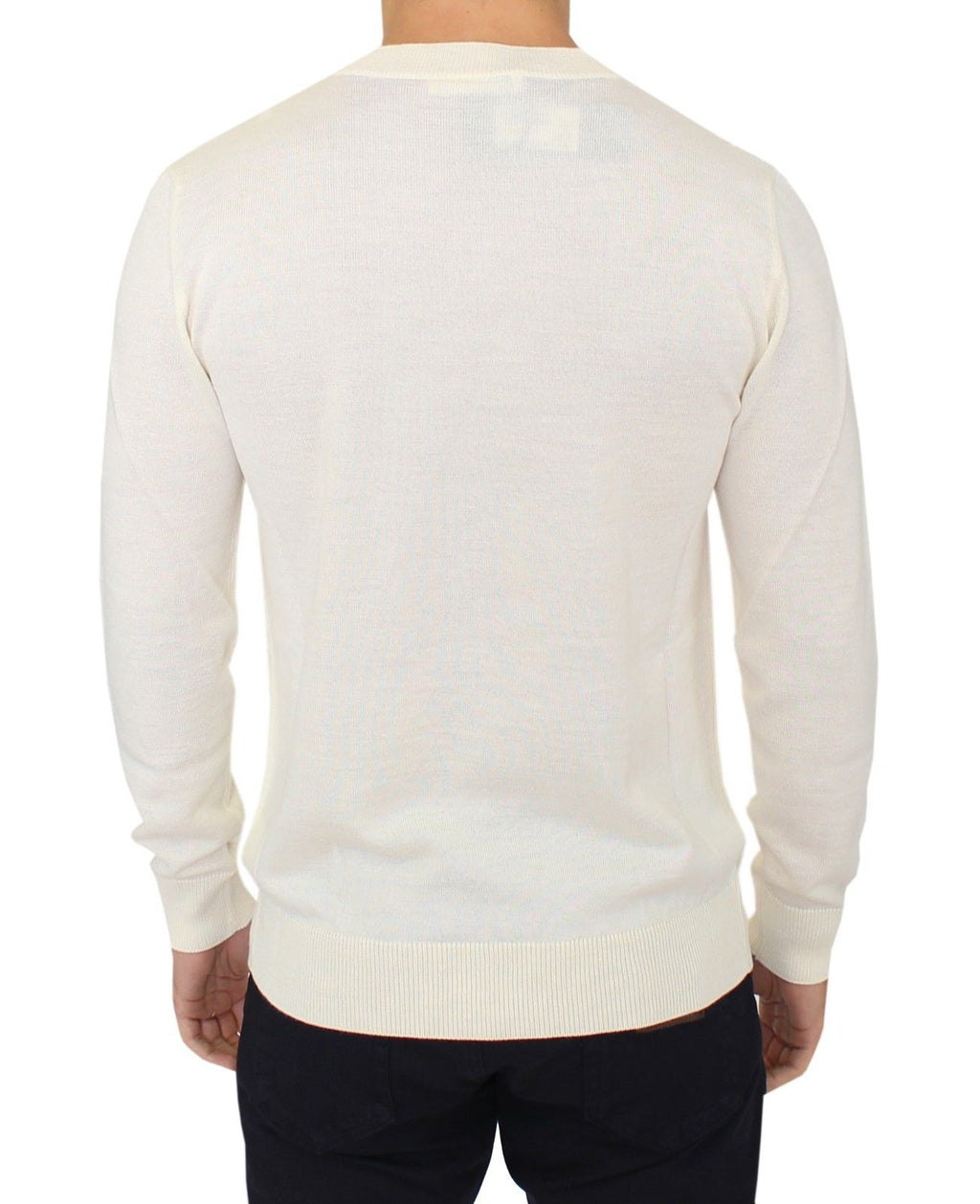 Pullover aus Wollmischung mit V-Ausschnitt in Off-White