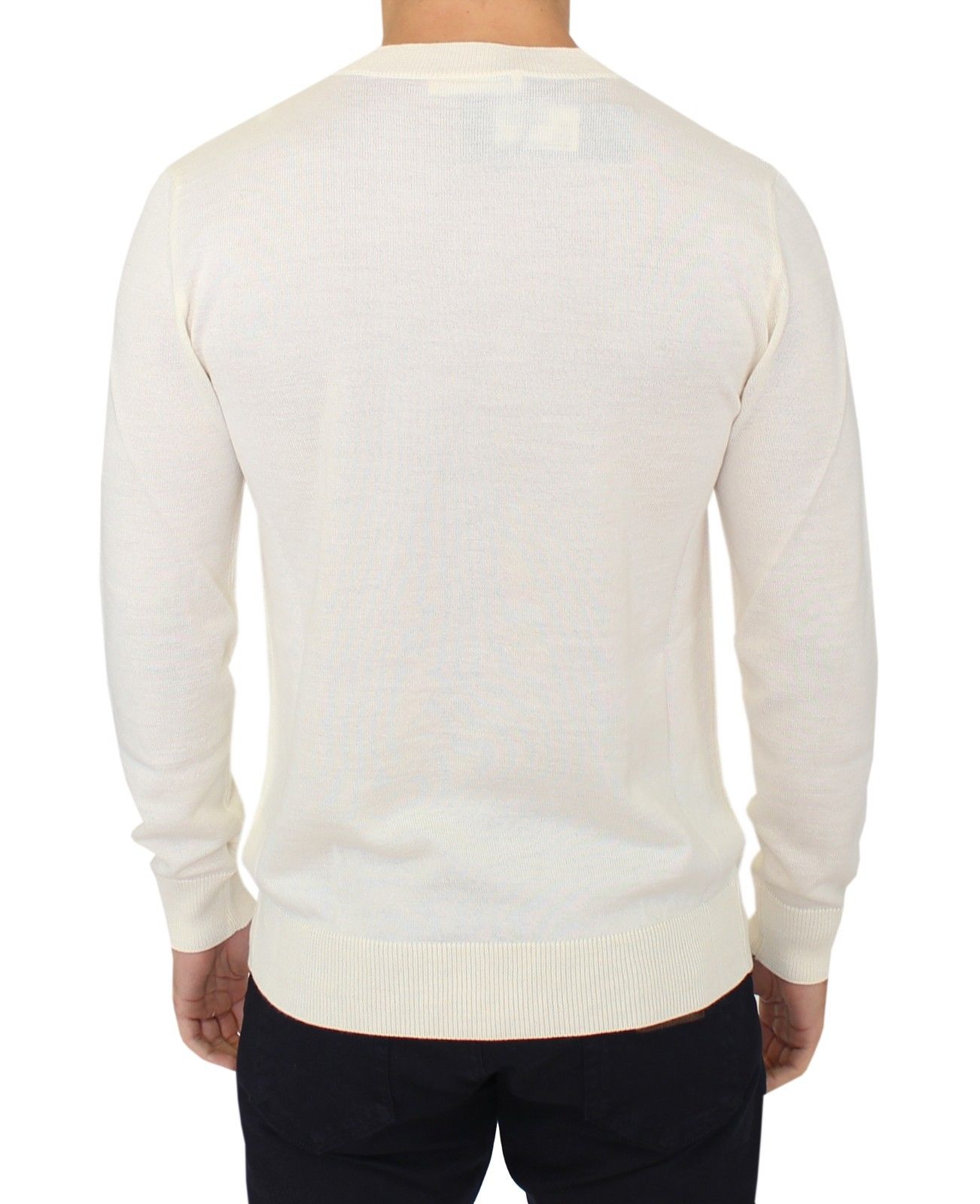 Pullover aus Wollmischung mit V-Ausschnitt in Off-White