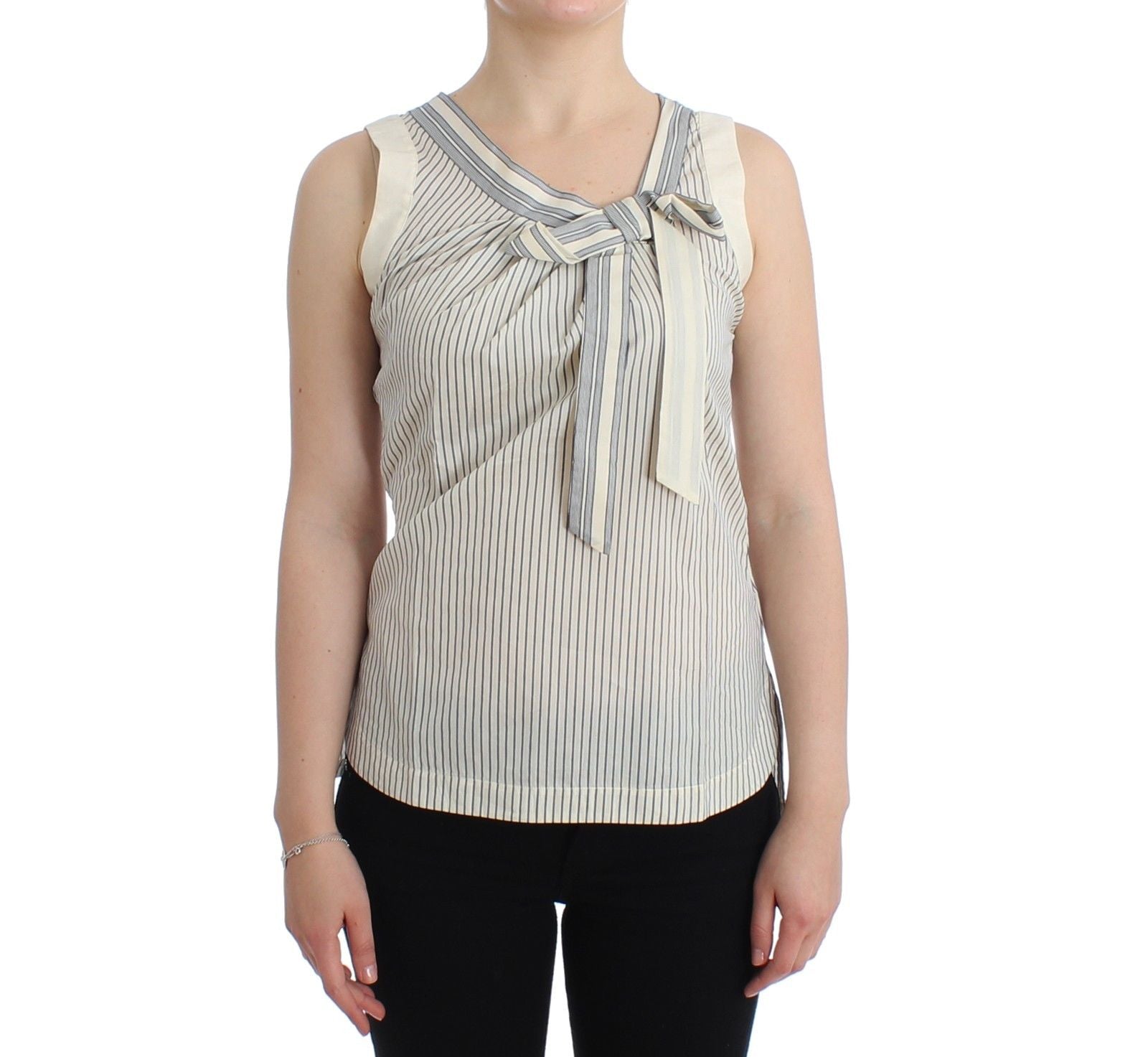 Strandmode Gestreiftes Top Bluse Shirt Schleife Tank
