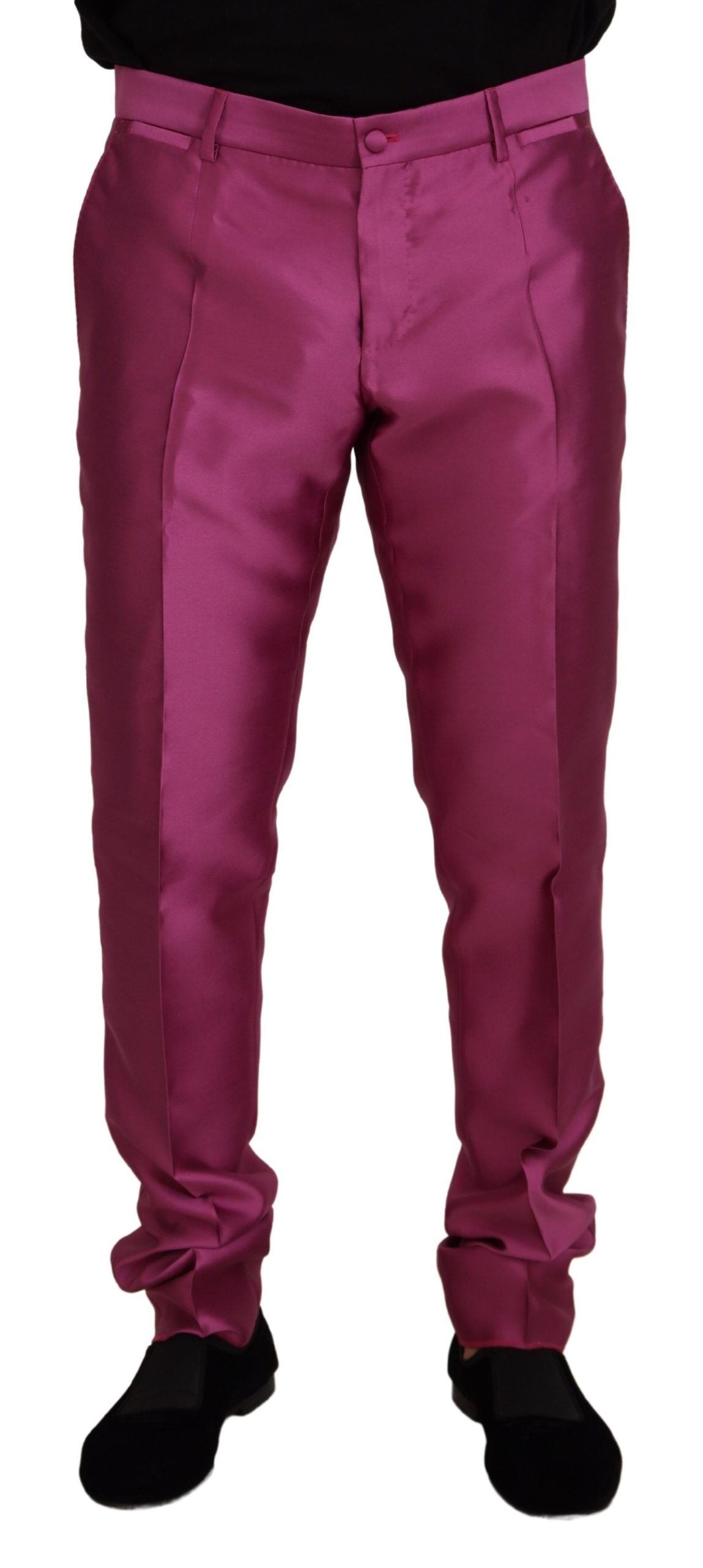 Rosa Seidenhose mit schmaler Passform, formelle Hose