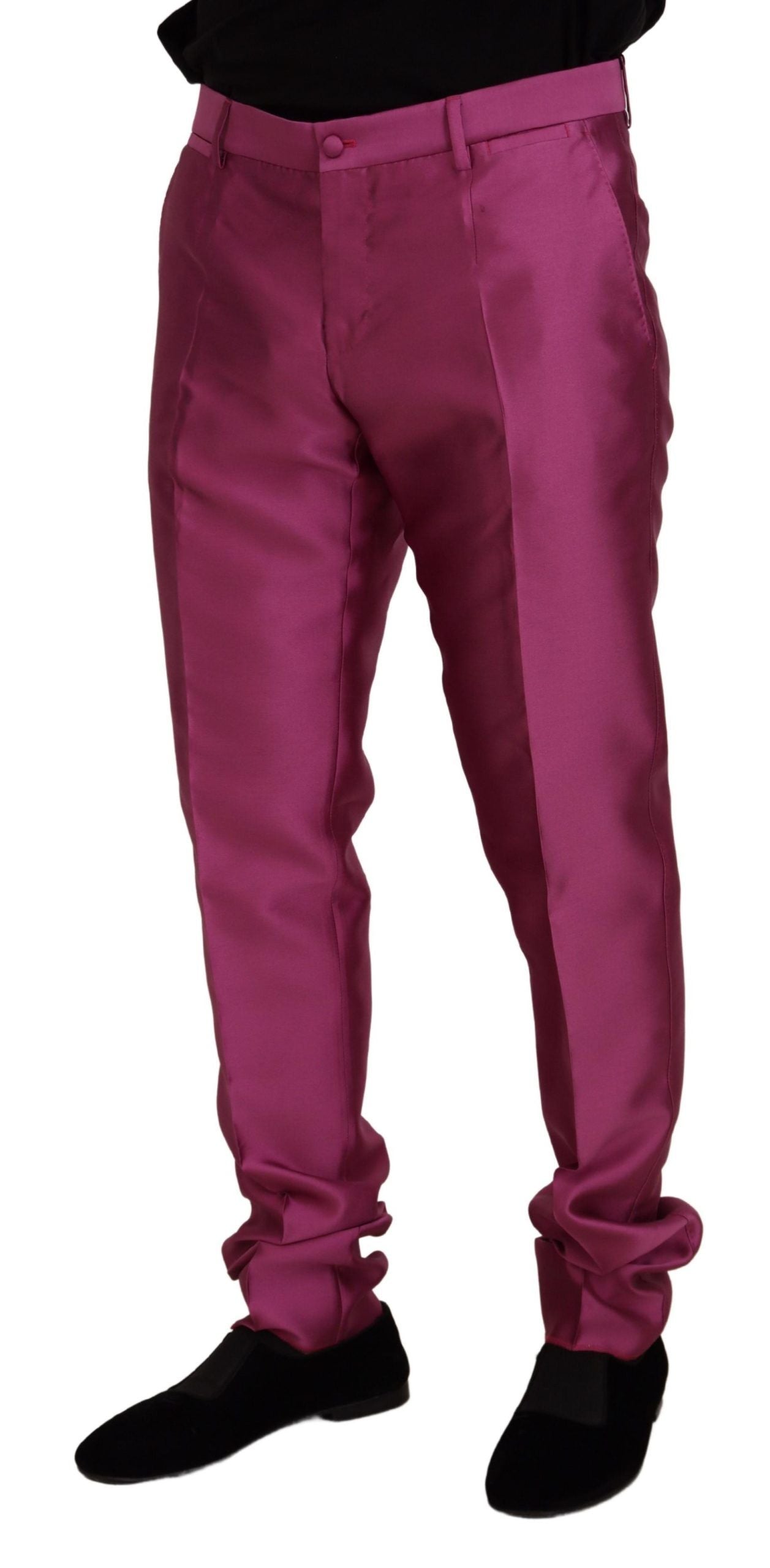 Rosa Seidenhose mit schmaler Passform, formelle Hose