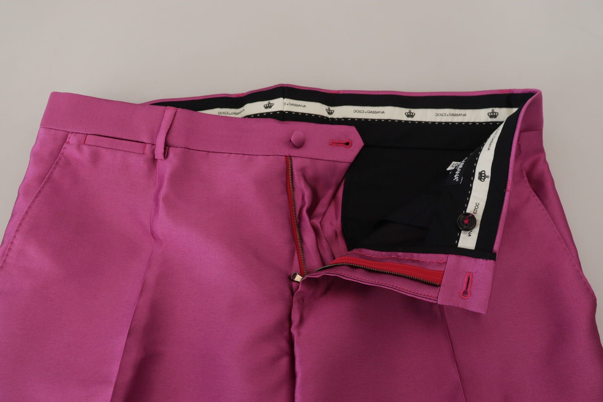 Rosa Seidenhose mit schmaler Passform, formelle Hose