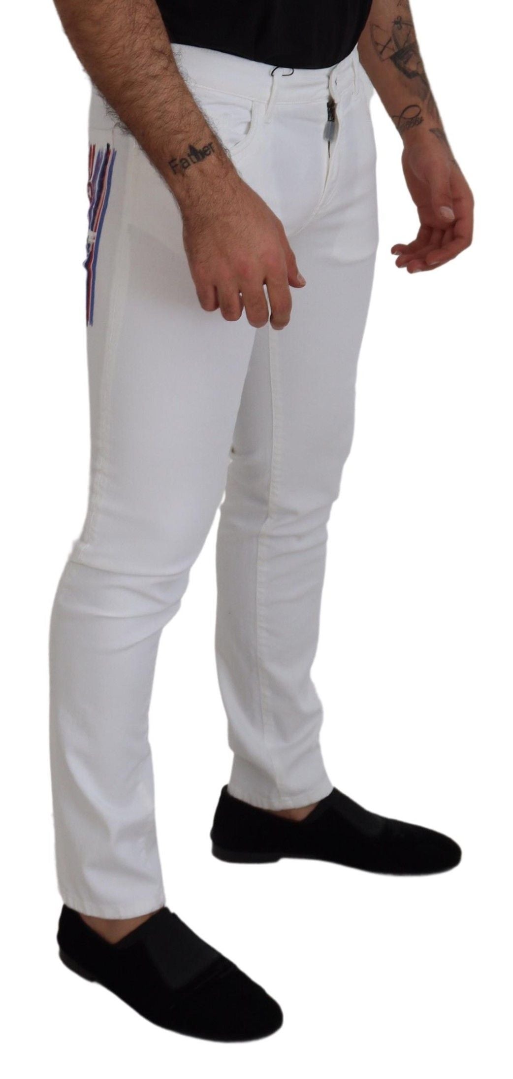 Weiße Slim Skinny Jeans aus Stretch-Baumwolldenim