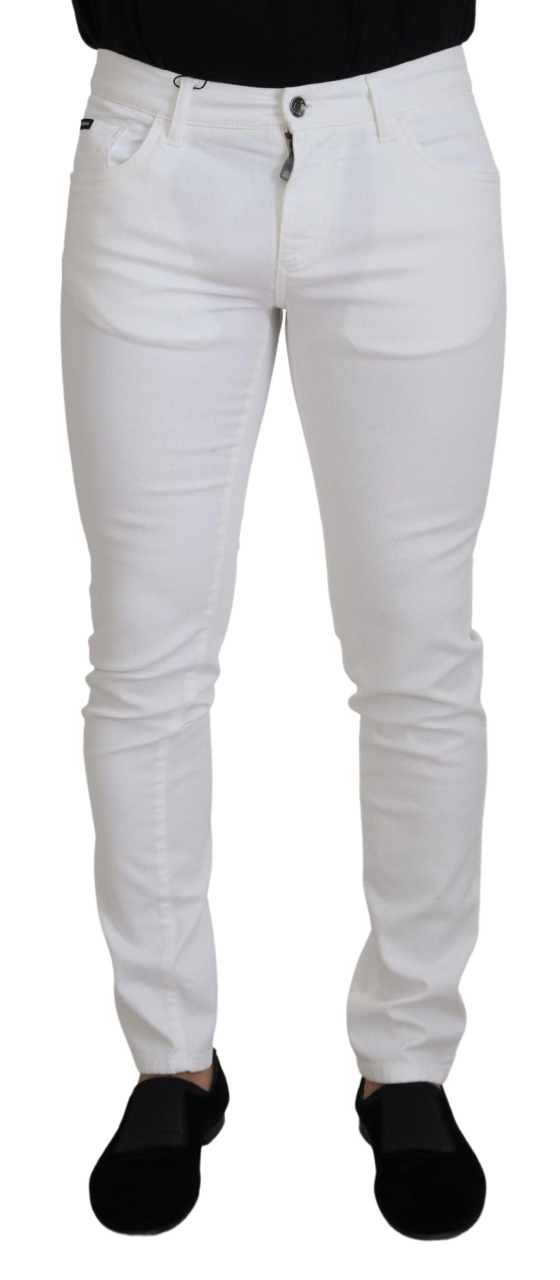 Weiße Slim Skinny Jeans aus Stretch-Baumwolldenim