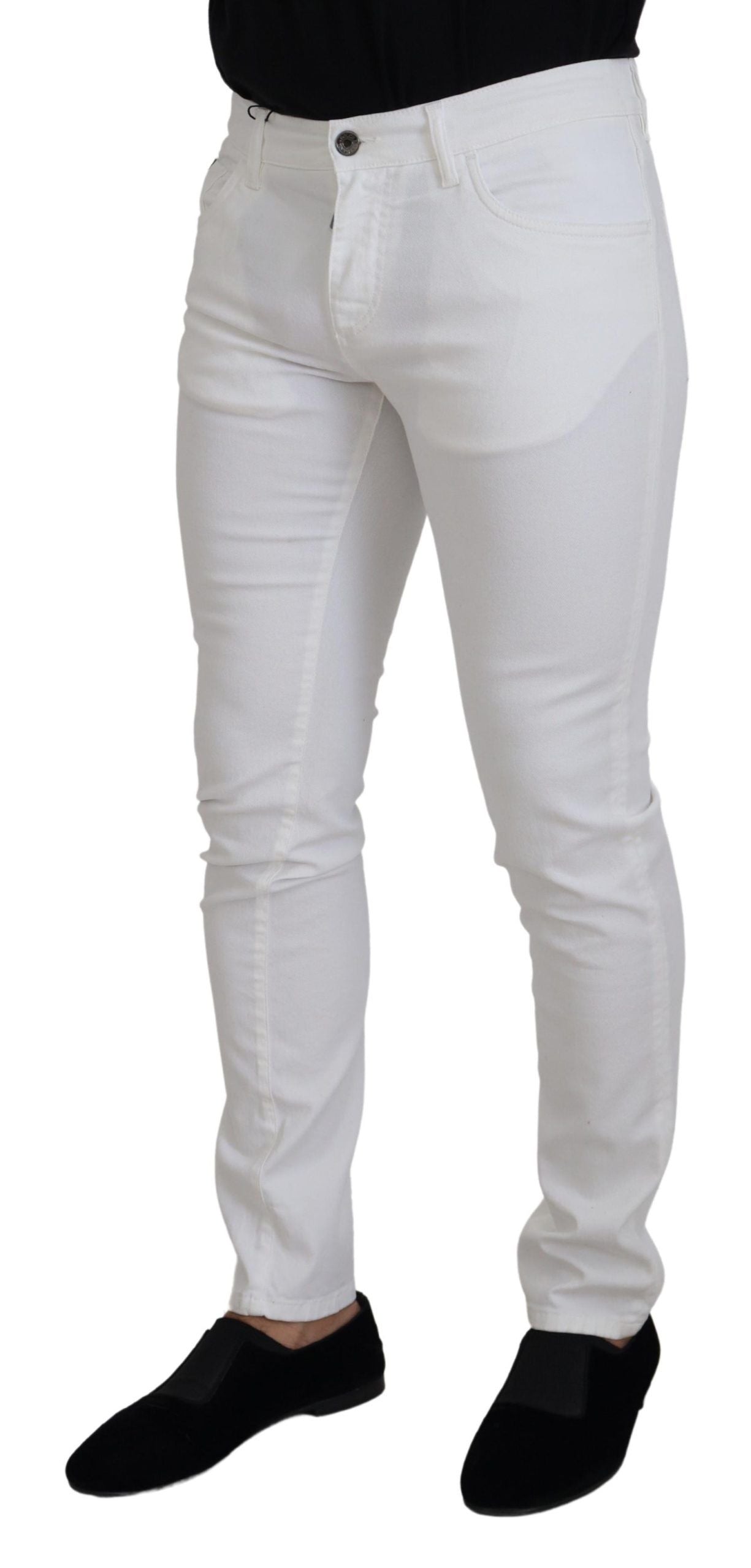 Weiße Slim Skinny Jeans aus Stretch-Baumwolldenim