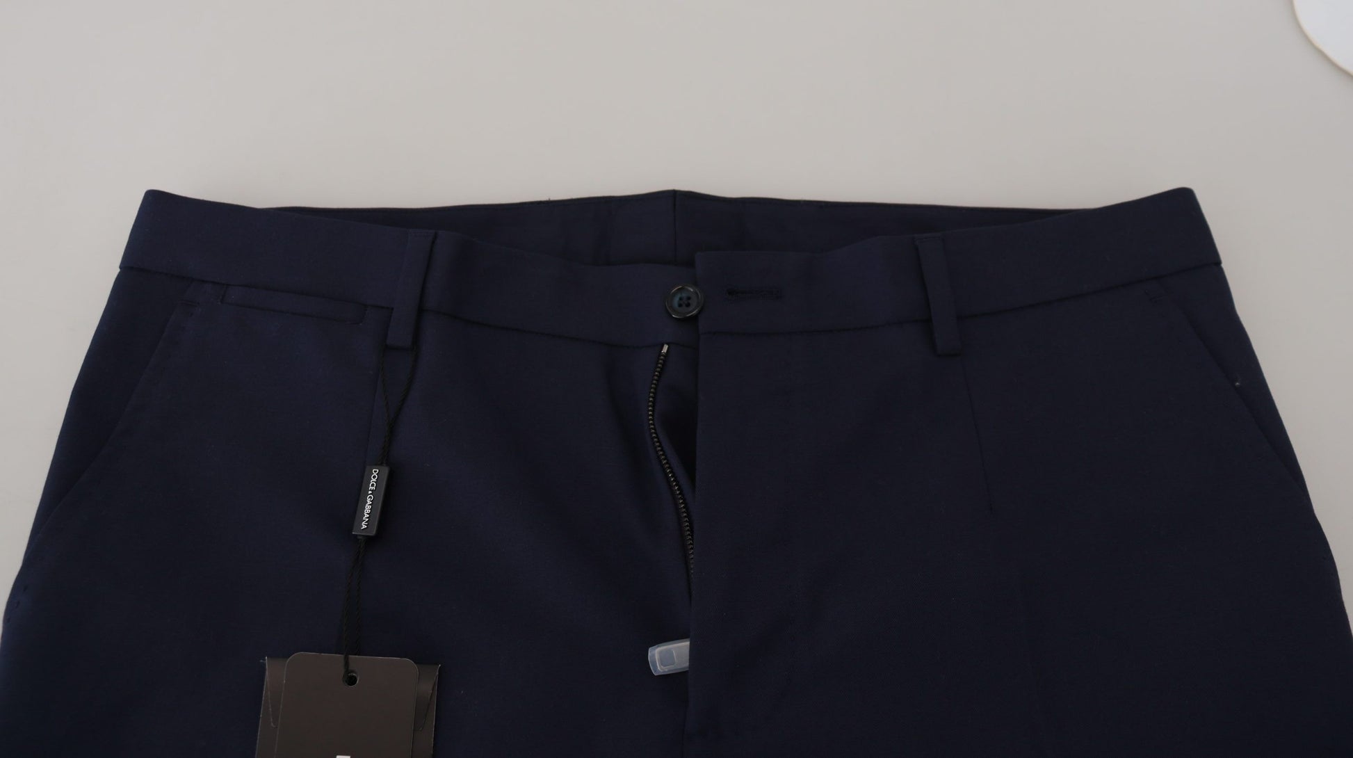 Blaue Chinohose aus Leinen und Baumwolle mit schmaler Passform