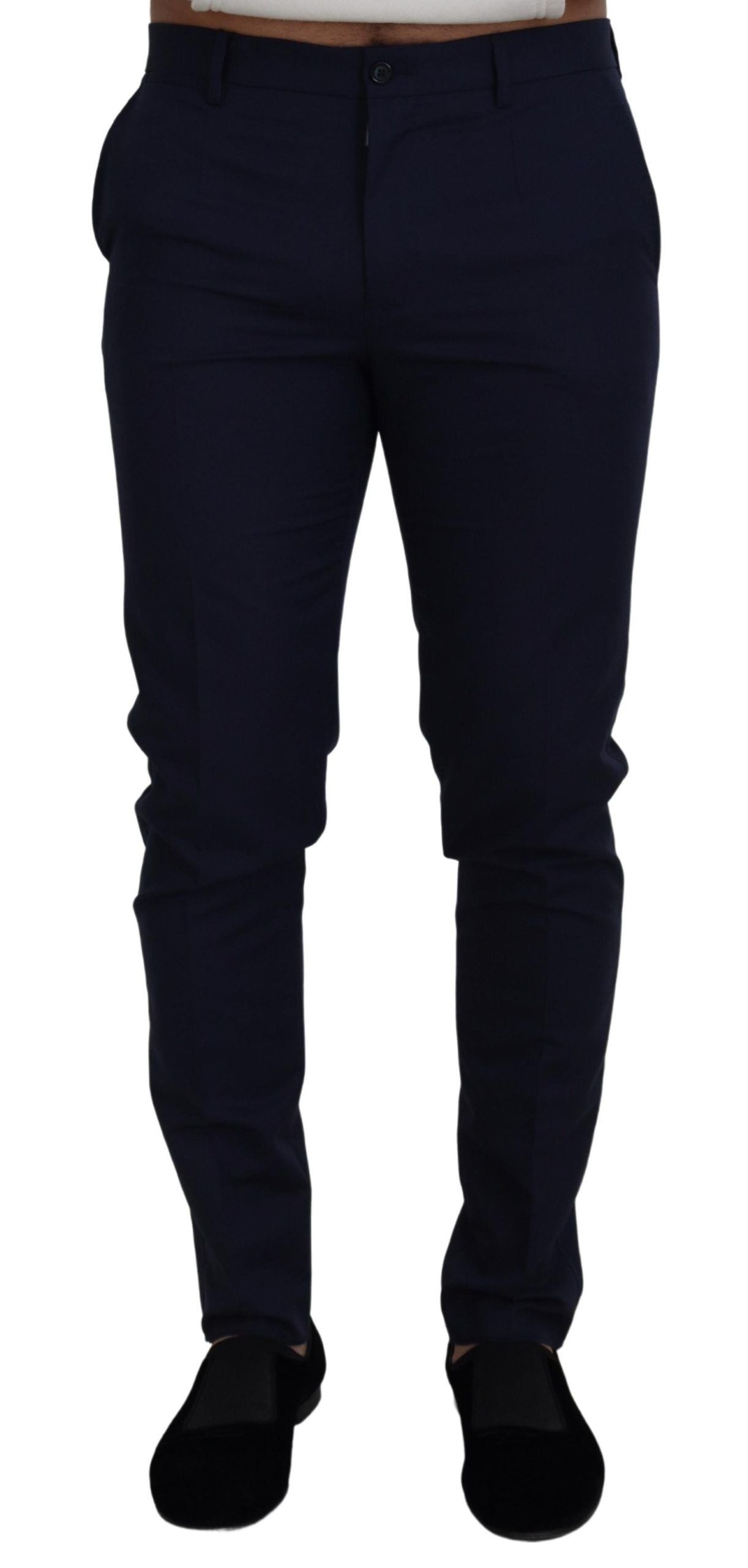 Blaue Chinohose aus Leinen und Baumwolle mit schmaler Passform