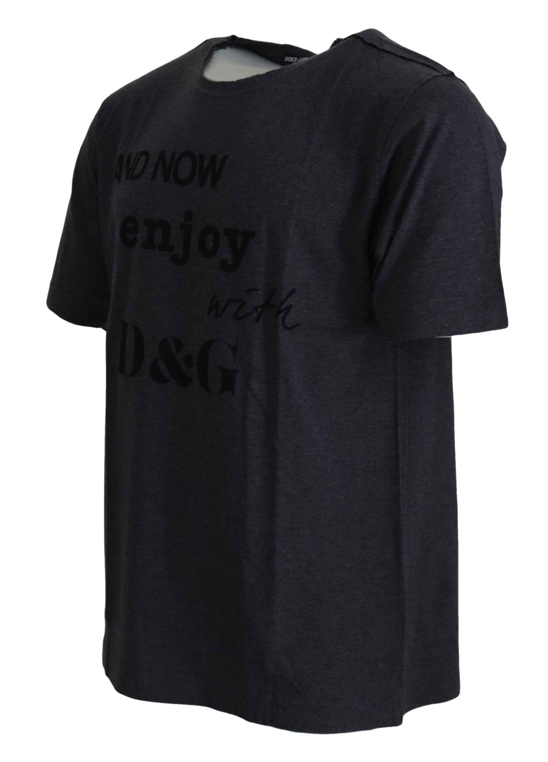 Graues Kurzarm-T-Shirt aus Baumwolle mit Rundhalsausschnitt