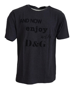 Graues Kurzarm-T-Shirt aus Baumwolle mit Rundhalsausschnitt