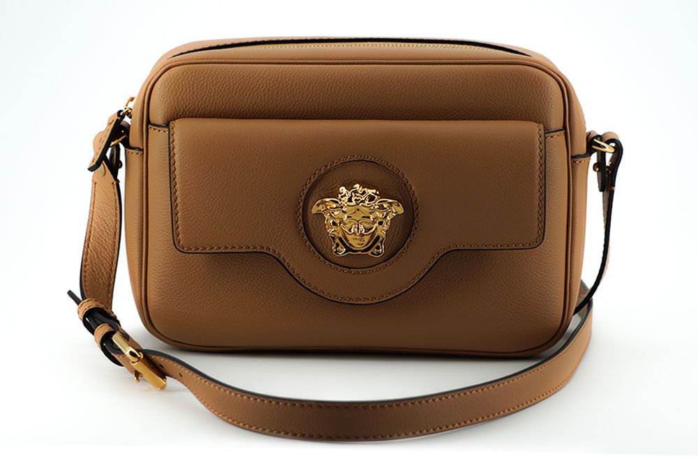 Elegante braune Kameratasche aus Leder für die Schulter