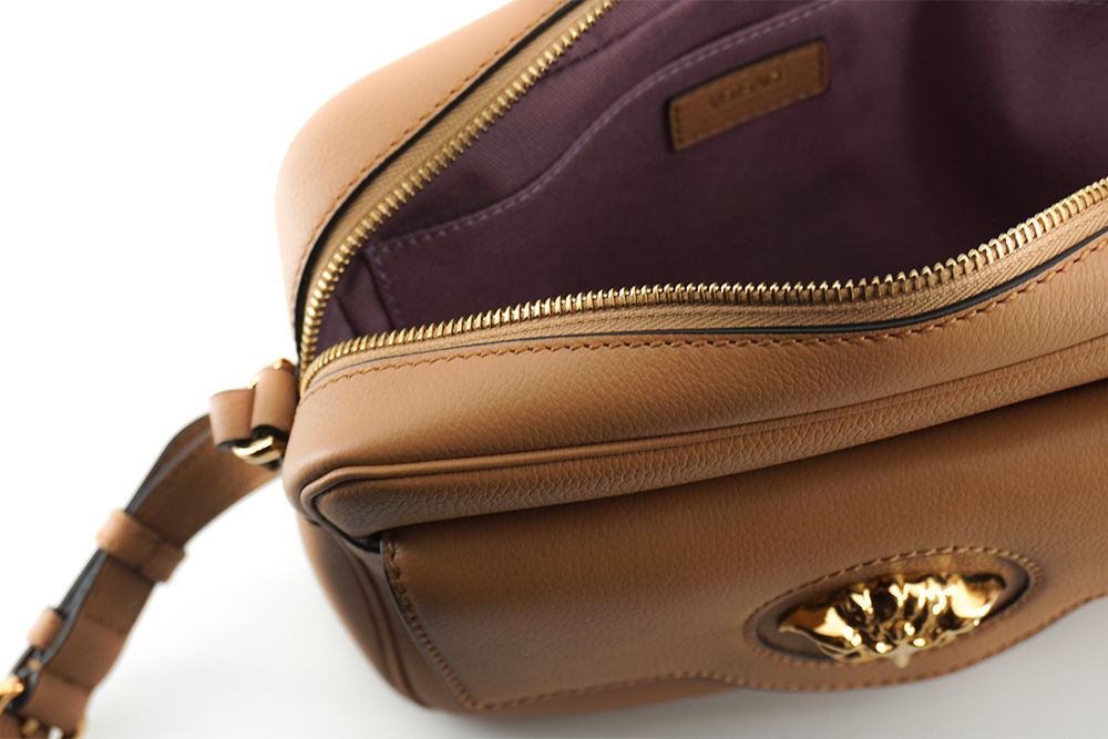 Elegante braune Kameratasche aus Leder für die Schulter