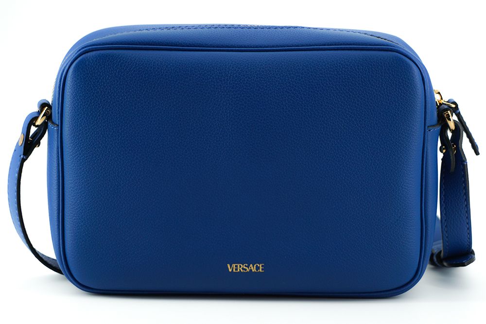 Elegante blaue Kameratasche aus Kalbsleder