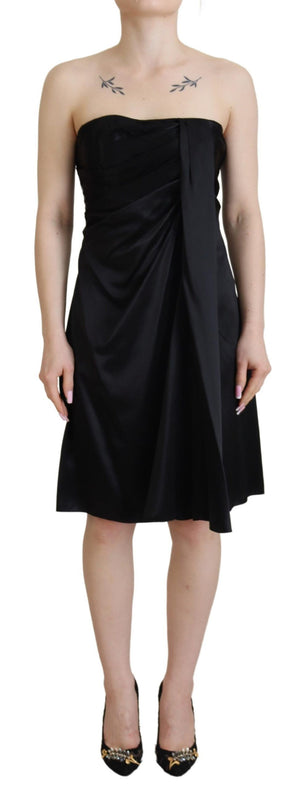 Schwarzes, kurzes Mini-Partykleid aus Seide