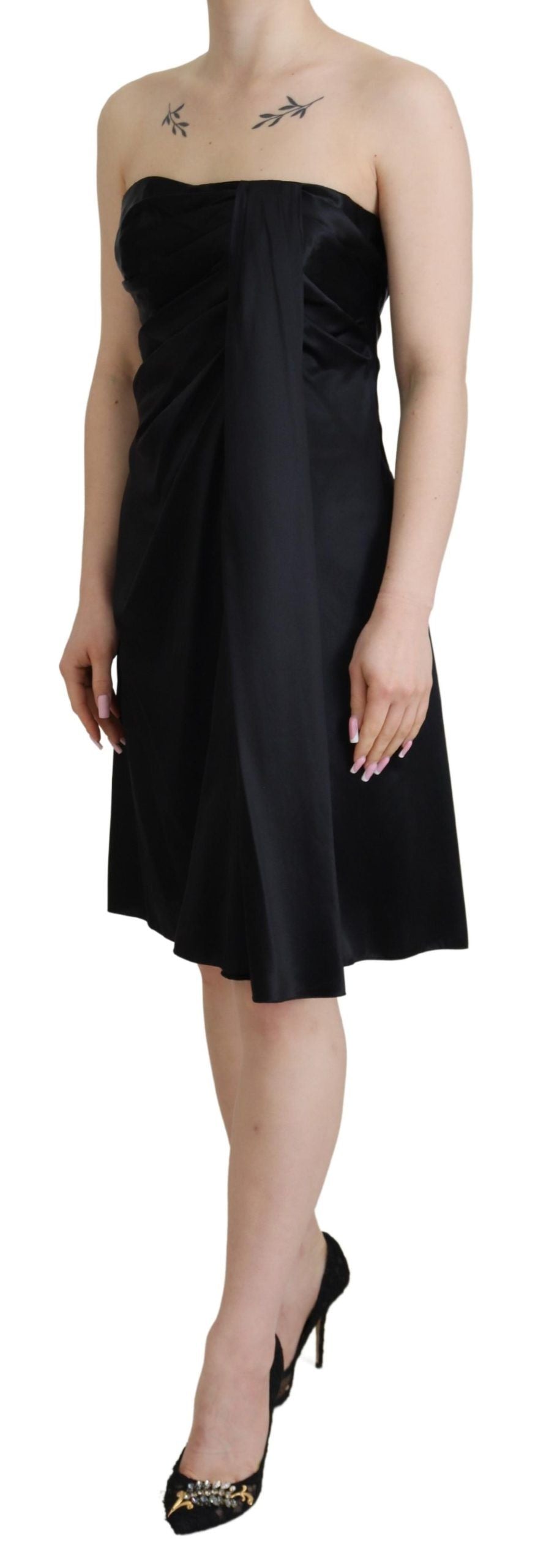Schwarzes, kurzes Mini-Partykleid aus Seide