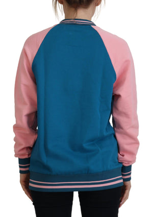 Blau-rosa Queen Pailletten-Kristallpullover