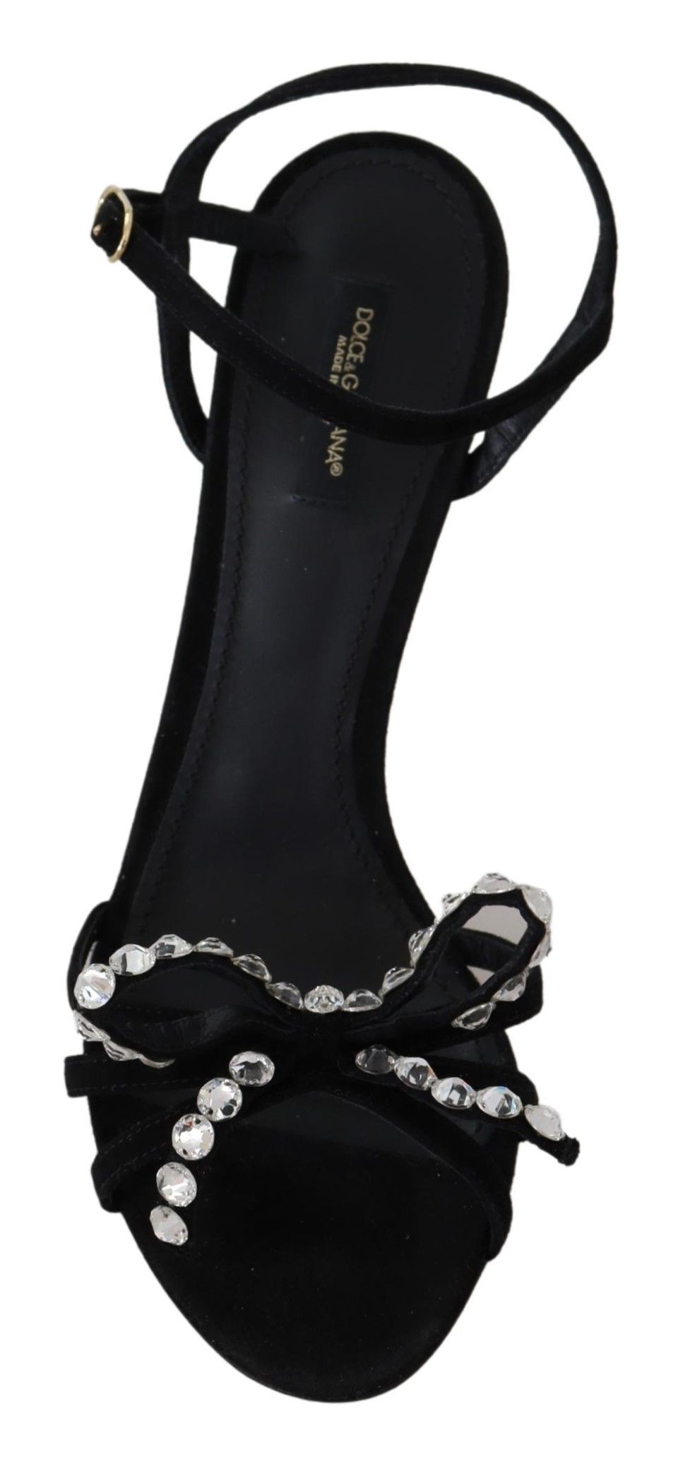 Schwarze Wildleder Kristalle Heels Sandalen Schuhe