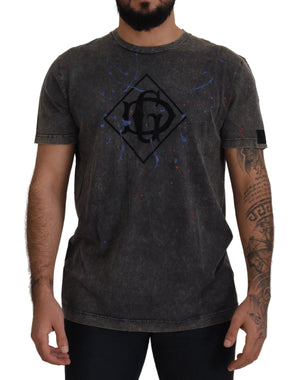 Graues T-Shirt mit DG-Logo und verfärbtem Effekt