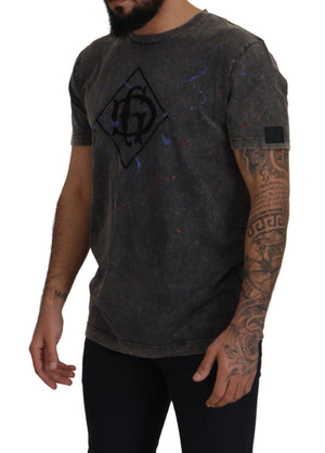 Graues T-Shirt mit DG-Logo und verfärbtem Effekt