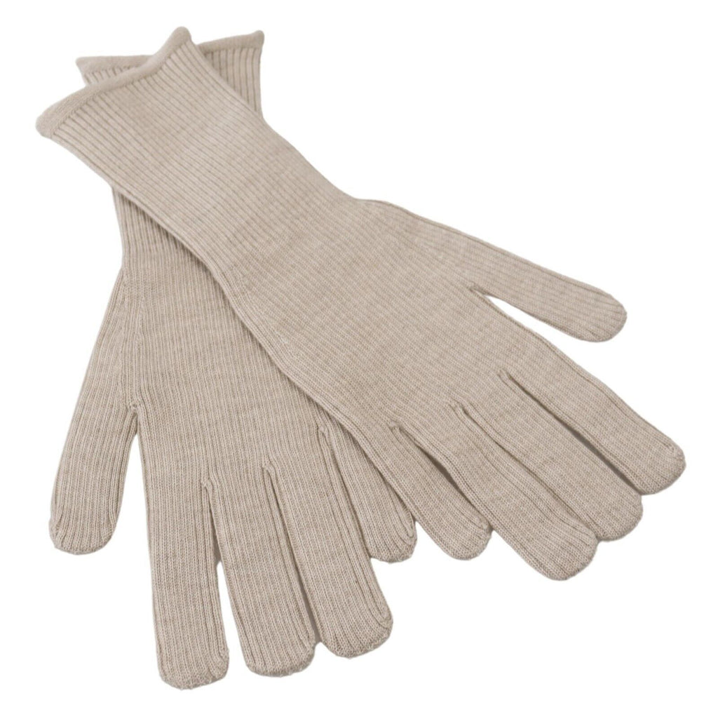 Elfenbeinfarbene Herrenhandschuhe aus Kaschmir und Seide