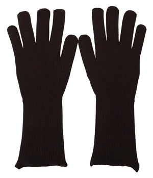 Brown Cashmere Silk Hands Mitten Mens Gloves