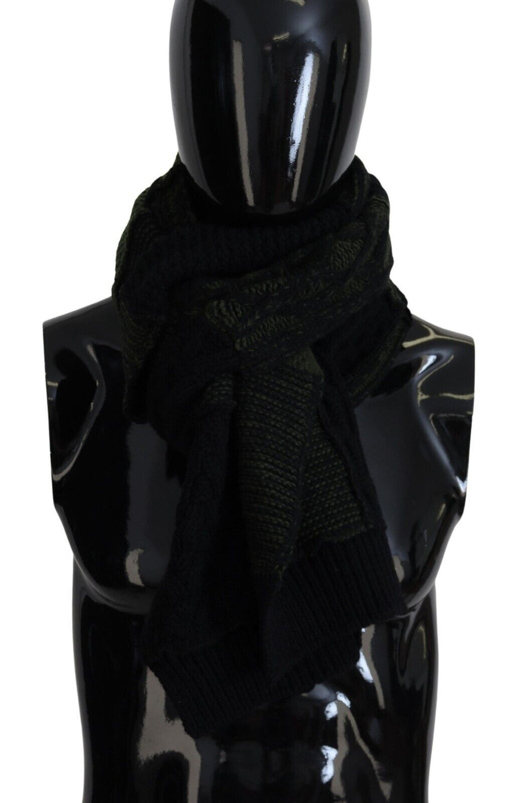 Schwarz Grün Gestrickter Herren Halswickelschal