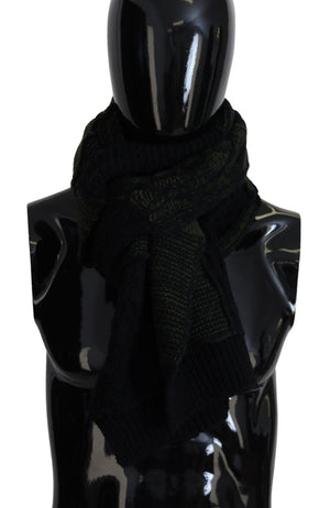 Schwarz Grün Gestrickter Herren Halswickelschal