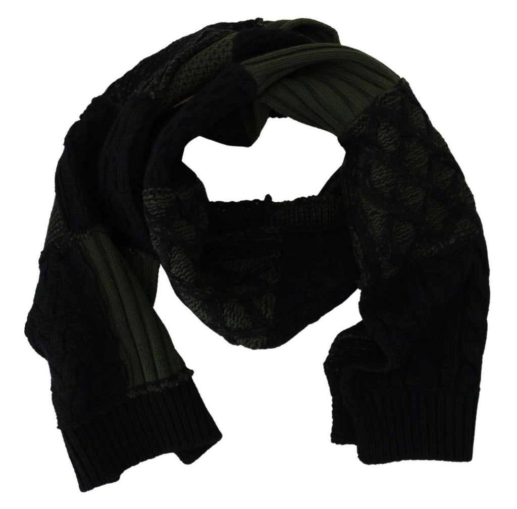 Schwarz Grün Gestrickter Herren Halswickelschal