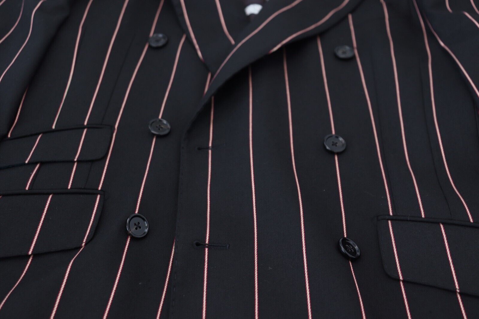 Dolce & Gabbana Black Stripes Viscose Double Breasted Blazer