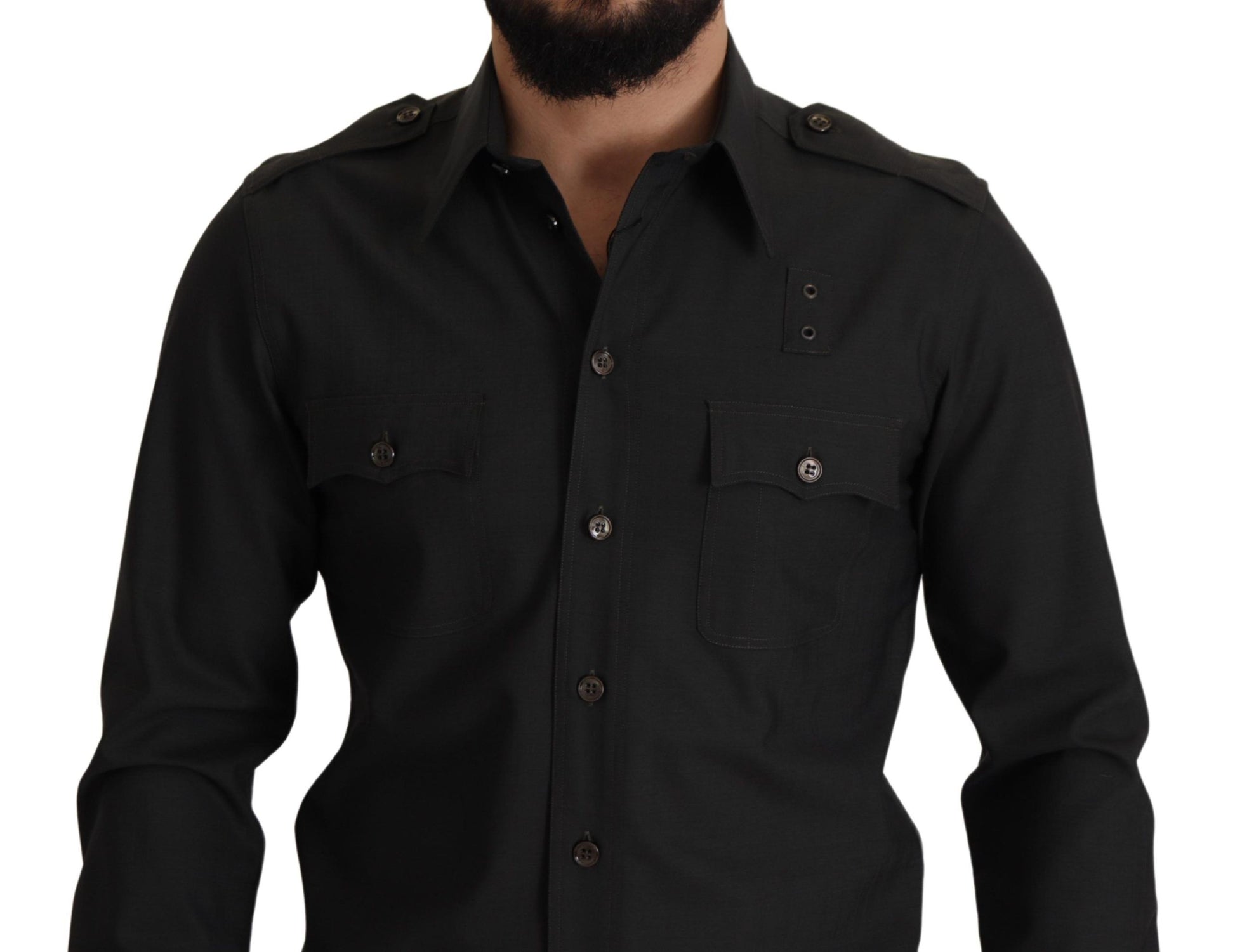 Dunkelgrünes Slim Fit Freizeithemd aus Baumwolle für Herren