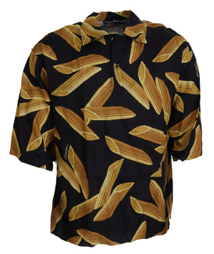 Schwarzes Casual Penne Rigate Leinen Freizeithemd