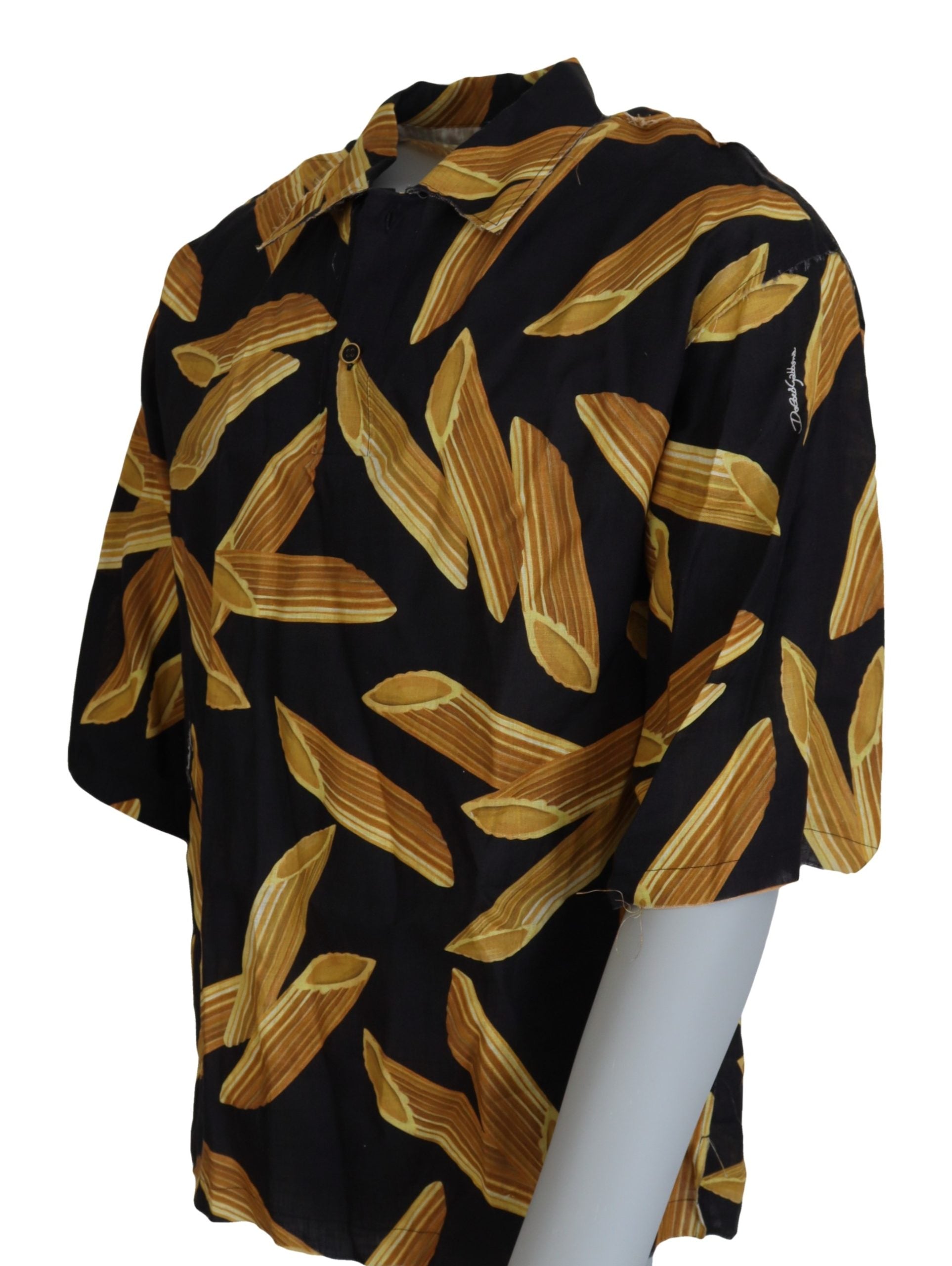 Schwarzes Casual Penne Rigate Leinen Freizeithemd