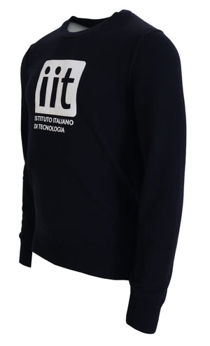 Blauer Pullover aus Kaschmir mit iit-Print