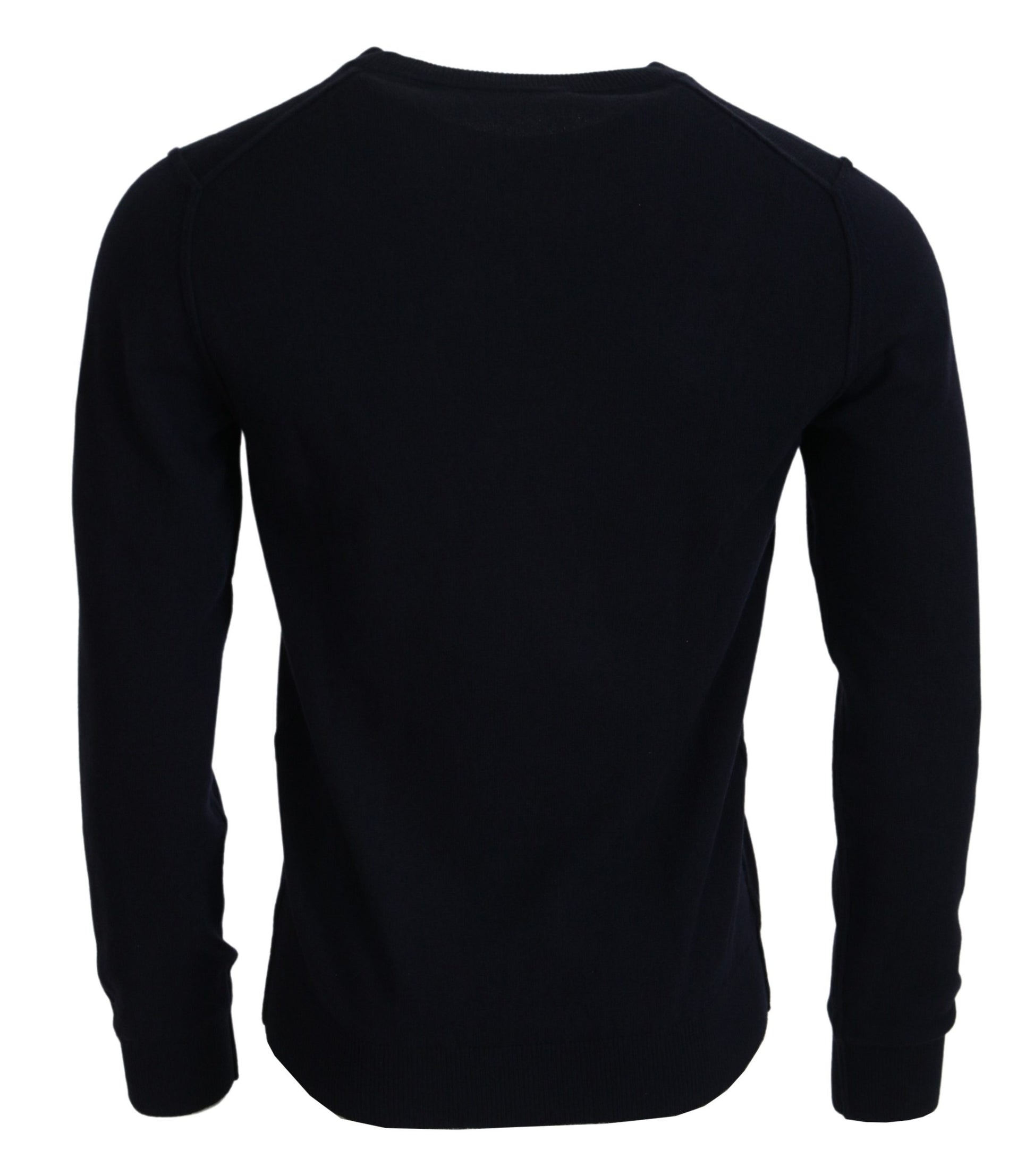 Blauer Pullover aus Kaschmir mit iit-Print