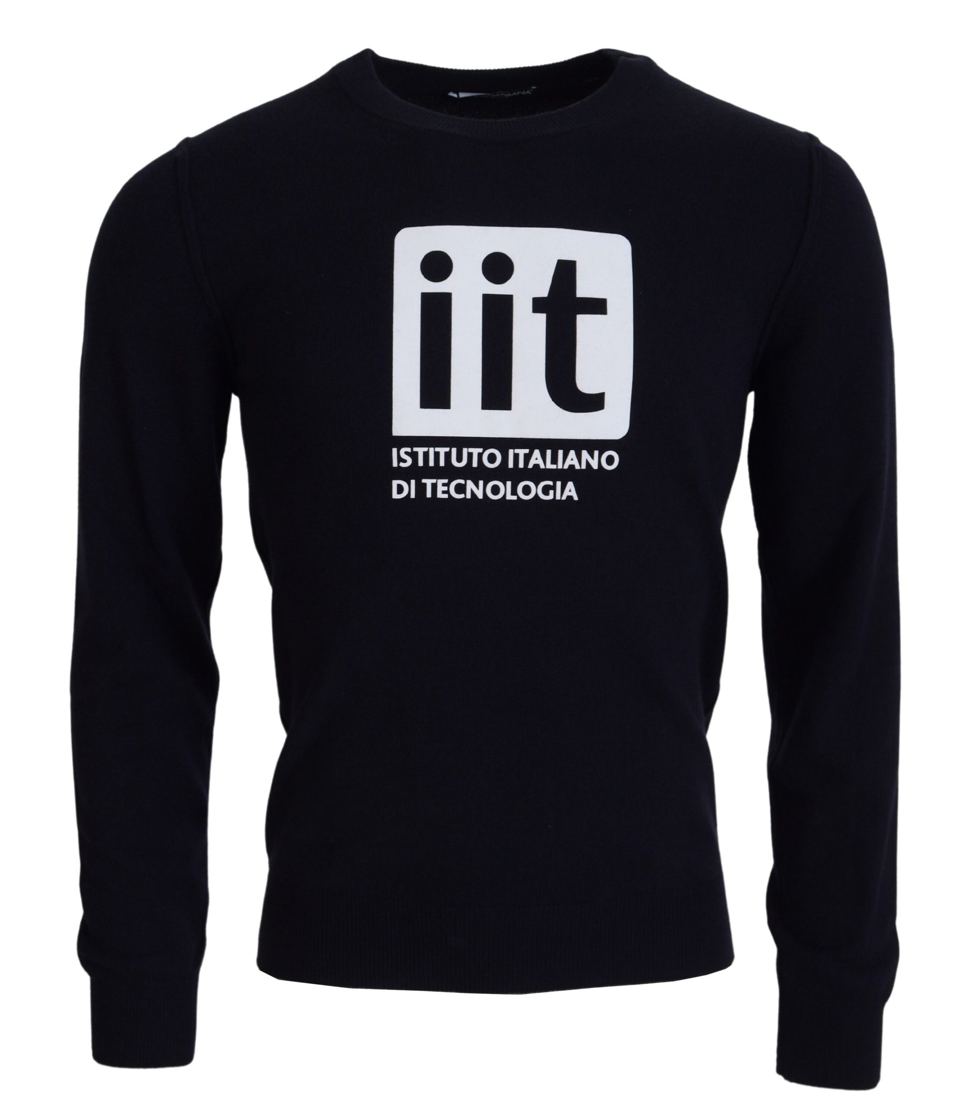 Blauer Pullover aus Kaschmir mit iit-Print