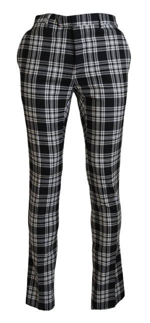 Schwarze karierte Baumwoll-Freizeithose für Herren