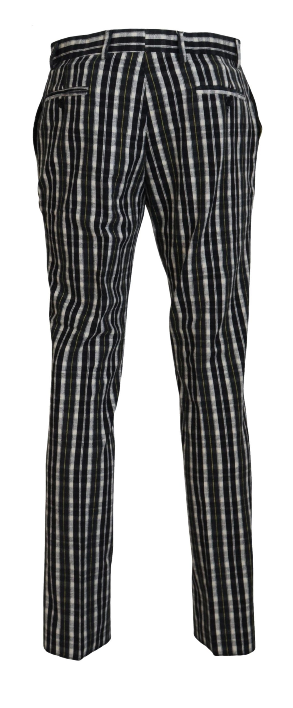 Schwarze karierte Freizeithose aus Baumwolle