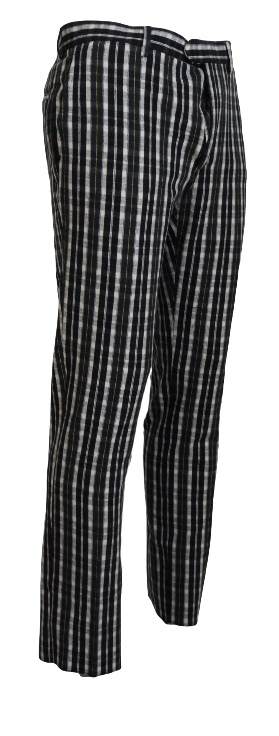 Schwarze karierte Freizeithose aus Baumwolle