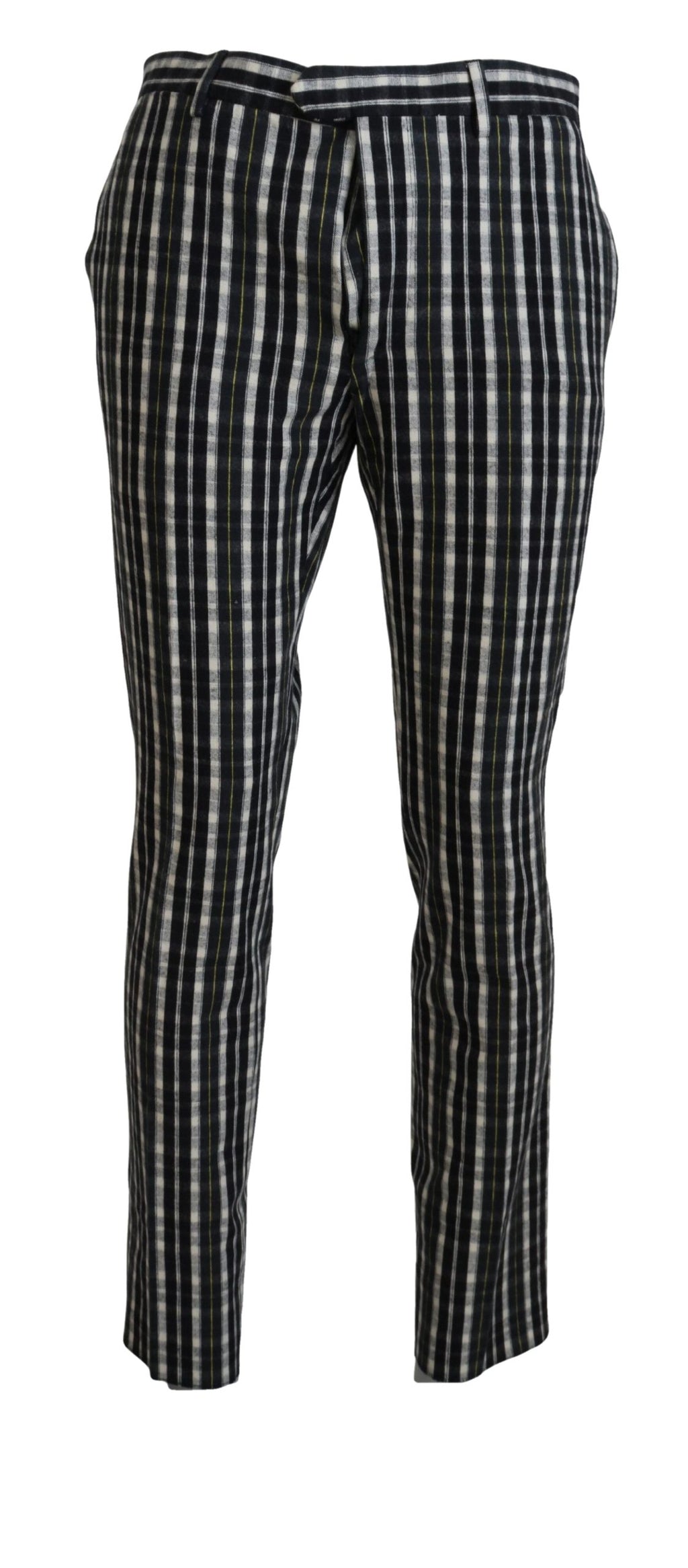 Schwarze karierte Freizeithose aus Baumwolle