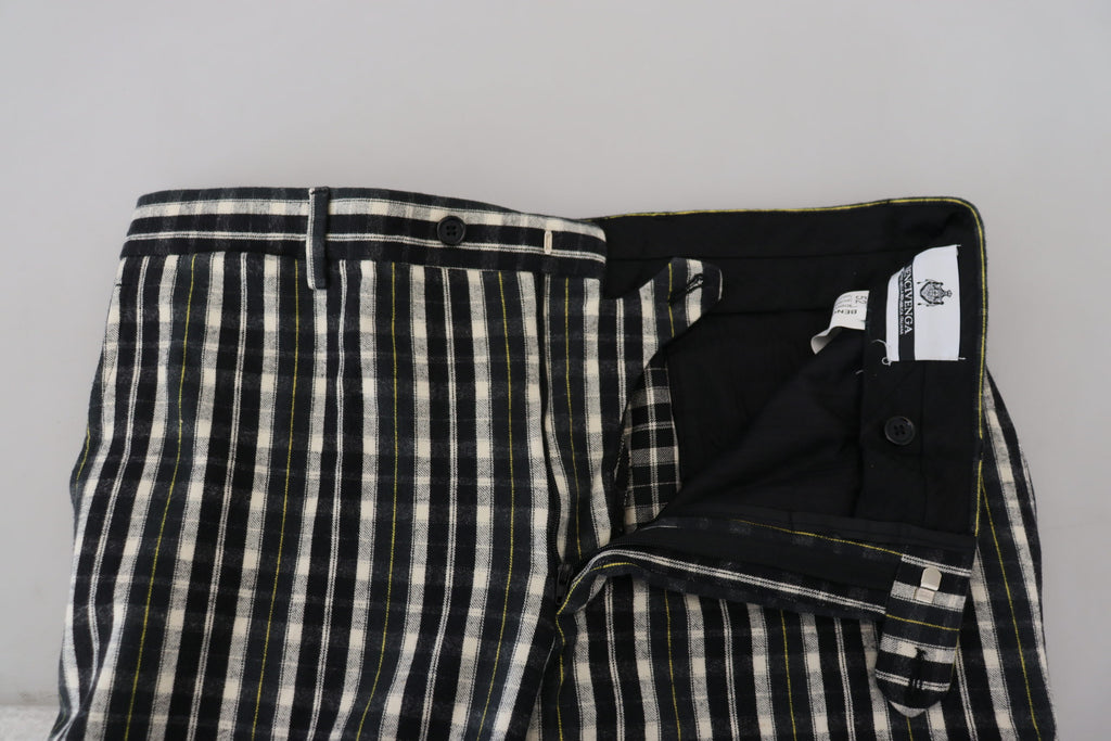 Schwarze karierte Freizeithose aus Baumwolle