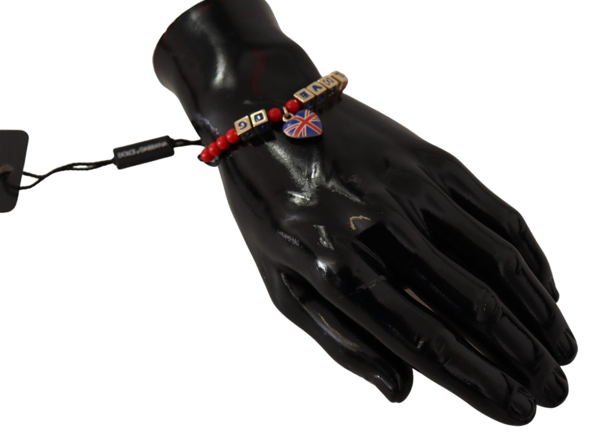 Rot-blaues Perlenarmband mit der Flagge von DG LOVES LONDON