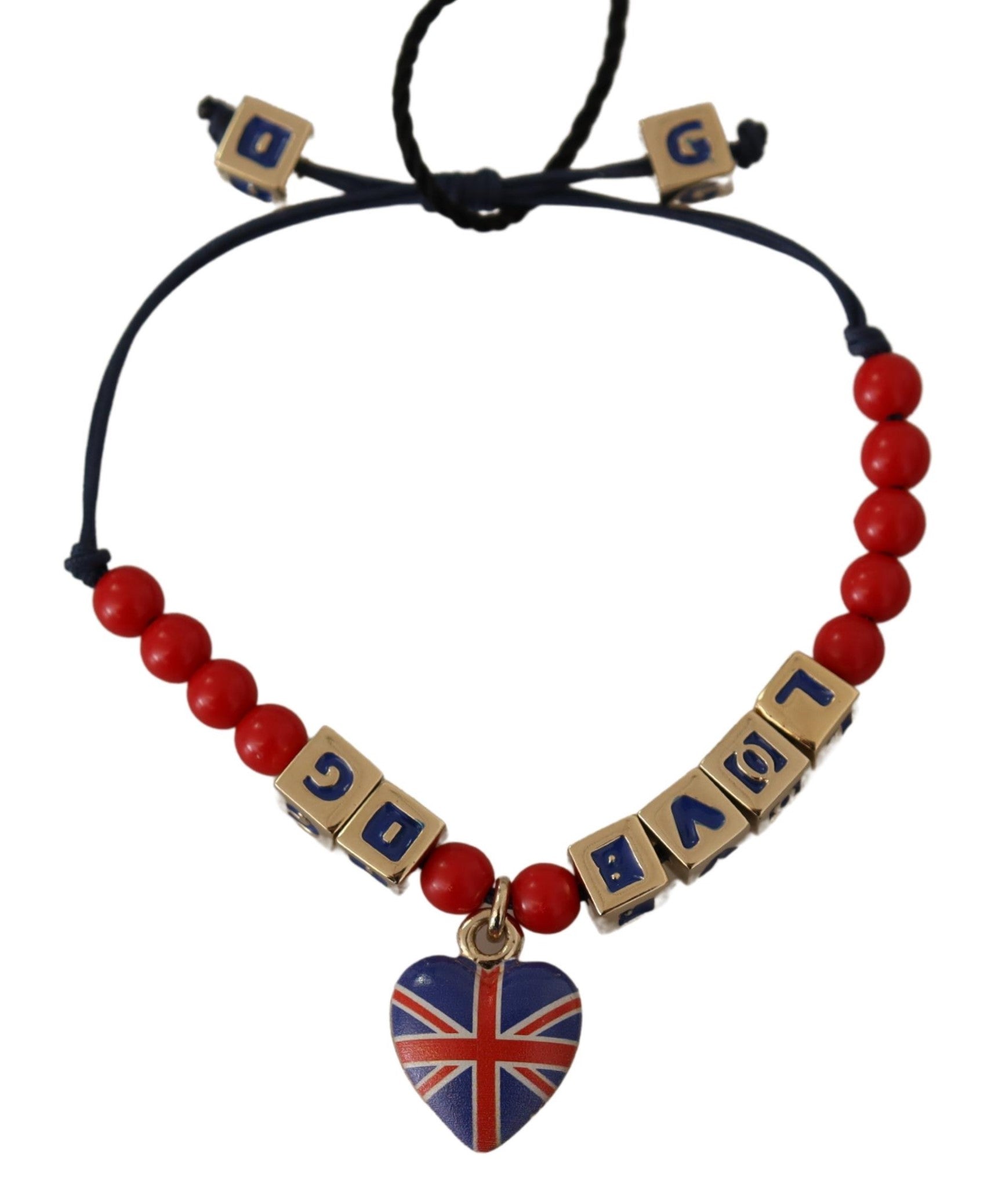 Rot-blaues Perlenarmband mit der Flagge von DG LOVES LONDON