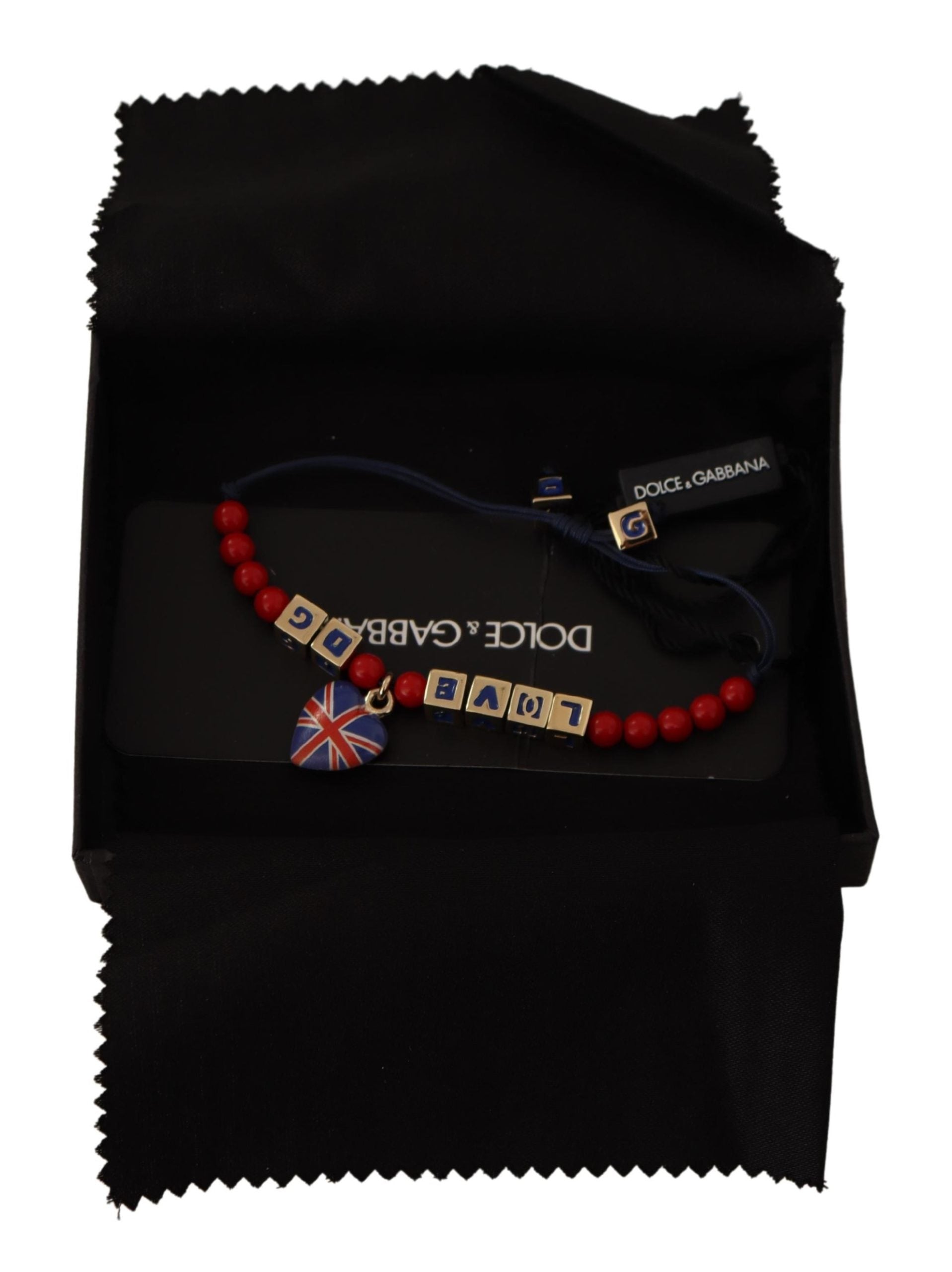 Rot-blaues Perlenarmband mit der Flagge von DG LOVES LONDON