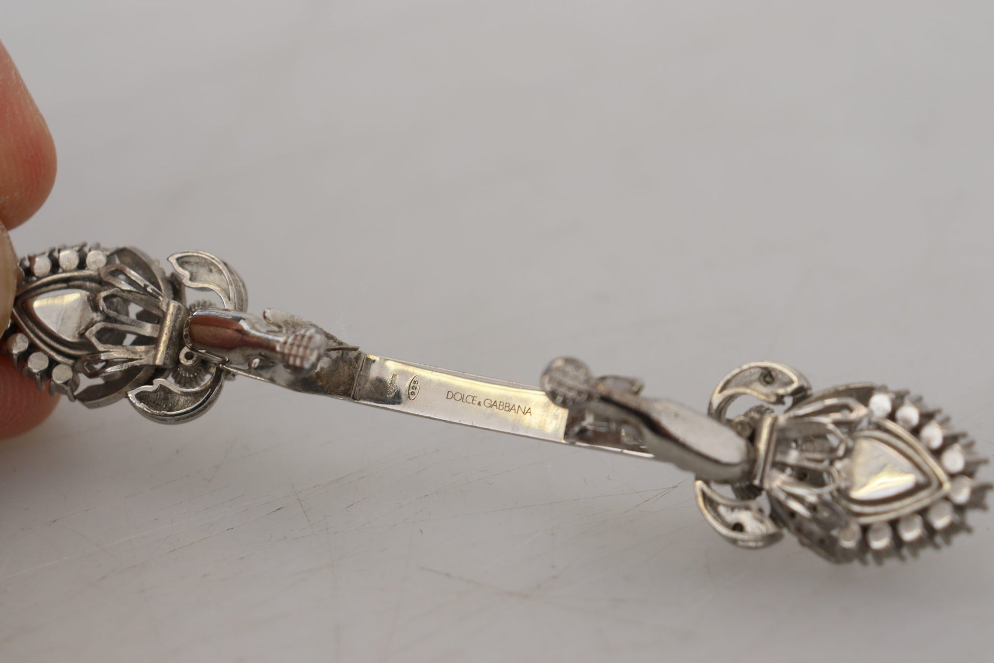 925 Sterling Silver Crystals Pin Collar Brooch