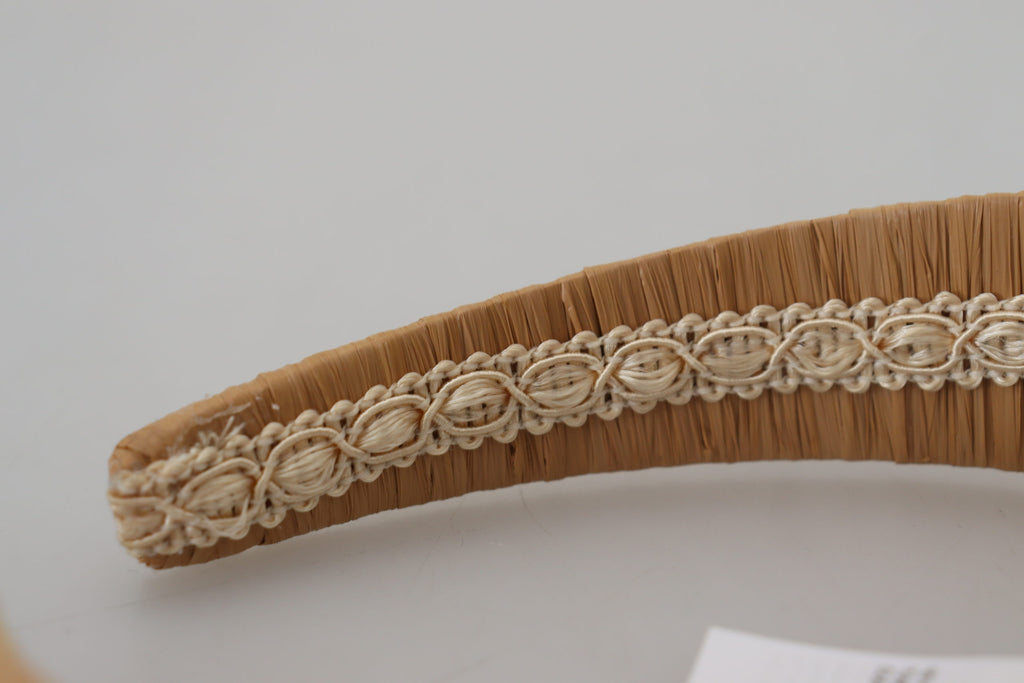 Beige Viscose Women Hair Headband Diadem