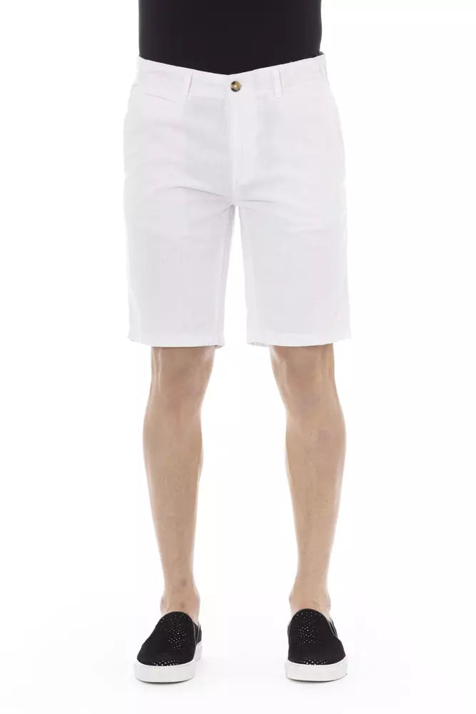 Weiße Herren-Bermudashorts aus Baumwolle