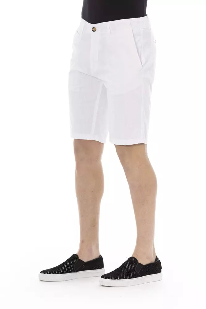 Weiße Herren-Bermudashorts aus Baumwolle