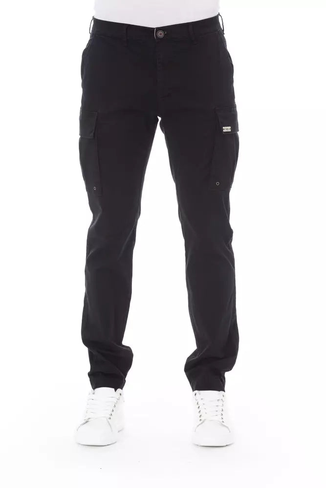 Elegante schwarze Cargohose – Stretch-Baumwollmischung