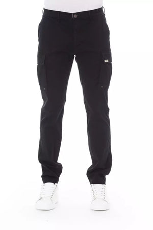 Elegante schwarze Cargohose – Stretch-Baumwollmischung